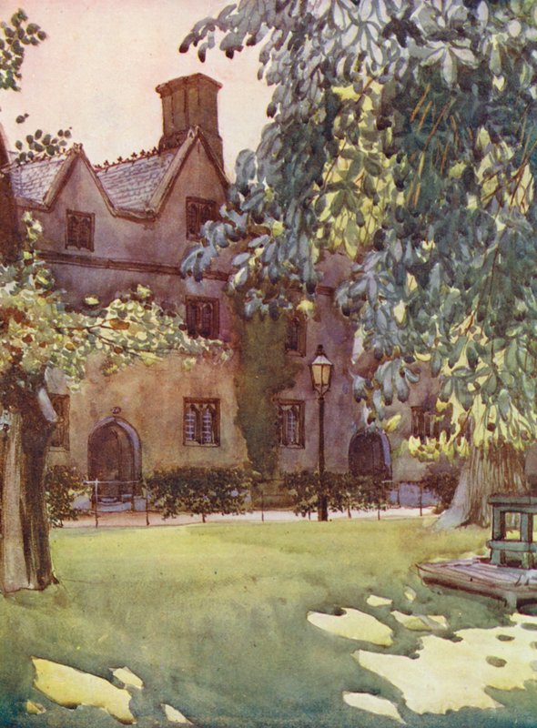Balliol College od strony ogrodu (kolorowa litografia) autorstwa William Ainsworth Wildman