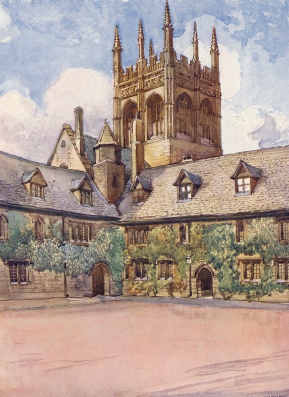 "Mob quad", Merton College (kolorowa litografia) autorstwa William Ainsworth Wildman