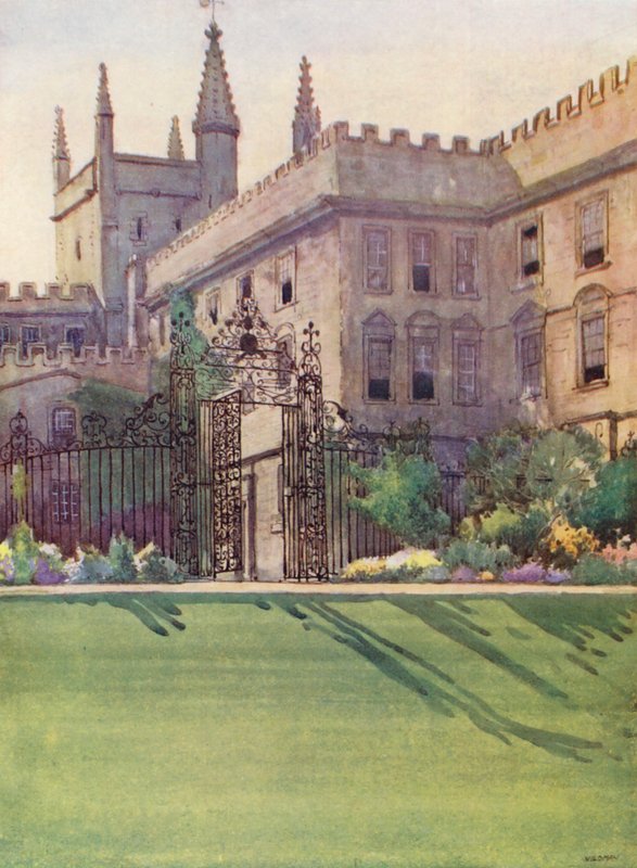New College z ogrodu (kolorowa litografia) autorstwa William Ainsworth Wildman