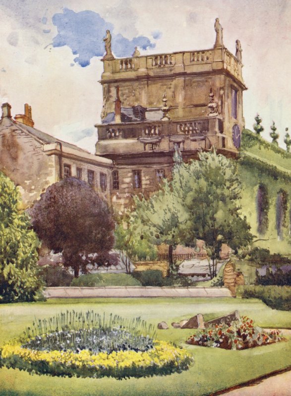 Trinity College z ogrodu Balliol Fellows (kolorowa litografia) autorstwa William Ainsworth Wildman