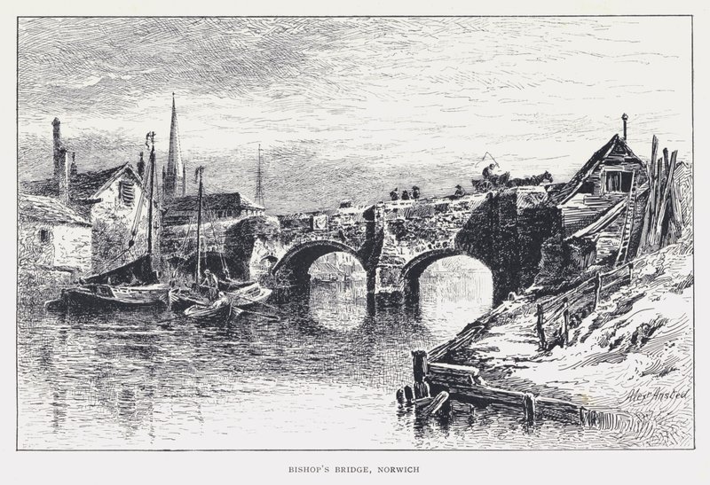 Most Biskupi, Norwich (grafika) autorstwa William Alexander Ansted