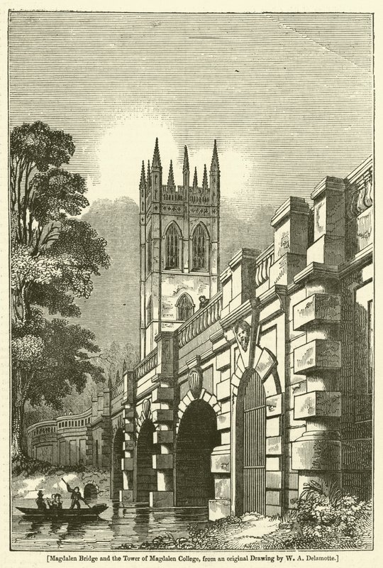 Magdalen Bridge i Wieża Magdalen College autorstwa William Alfred Delamotte