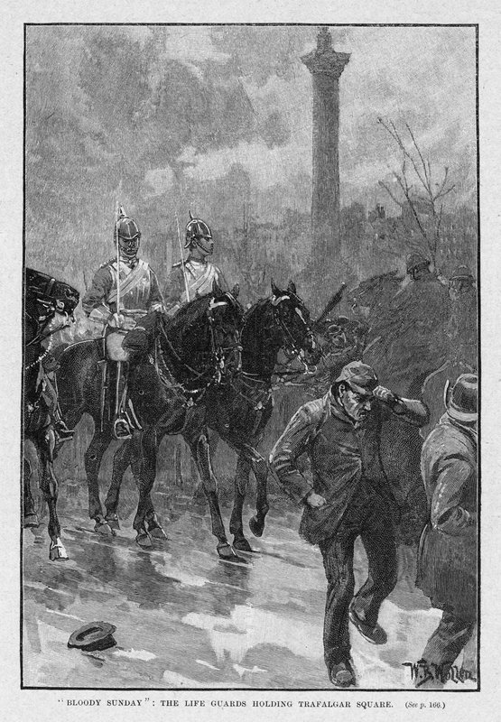Krwawa niedziela: Strażnicy życia trzymający Trafalgar Square autorstwa William Barnes Wollen