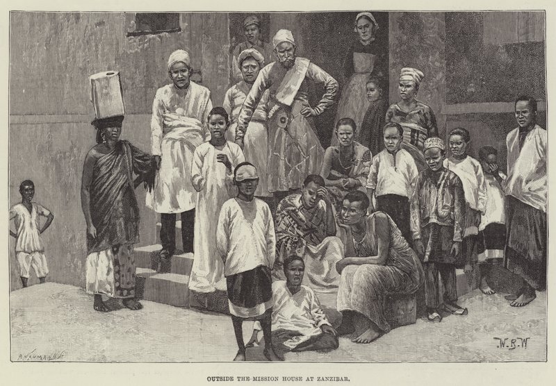 Na zewnątrz Domu Misyjnego w Zanzibarze autorstwa William Barnes Wollen