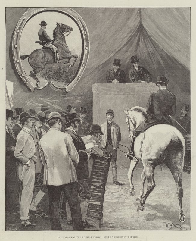 Przygotowanie do sezonu polowań, wyprzedaż Kingsbury Hunters autorstwa William Barnes Wollen