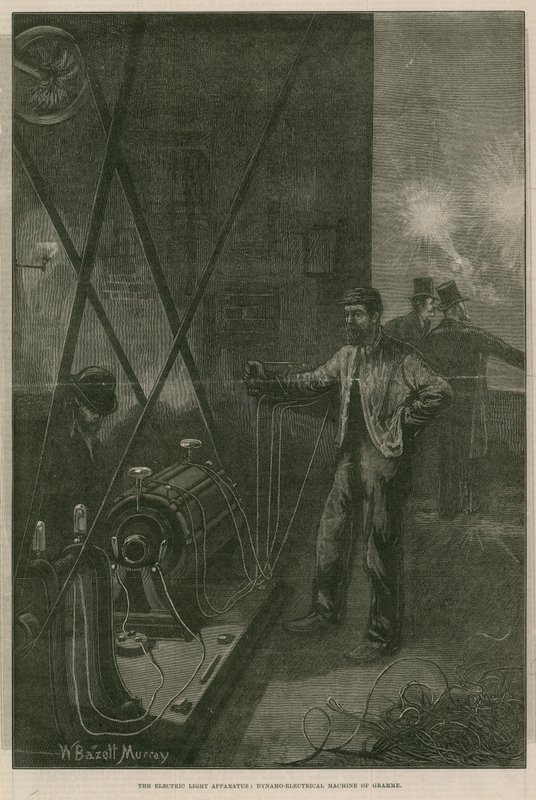 Światło elektryczne: dynamo-elektryczna maszyna Gramme autorstwa William Bazett Murray