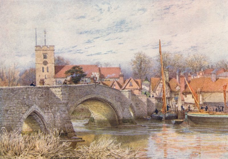 Aylesford Bridge (kolorowa litografia) autorstwa William Biscombe Gardner