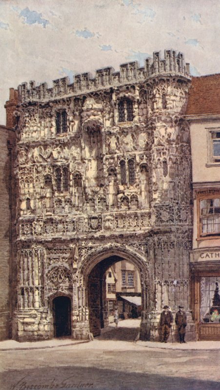 Christ Church Gate, Canterbury (kolorowa litografia) autorstwa William Biscombe Gardner