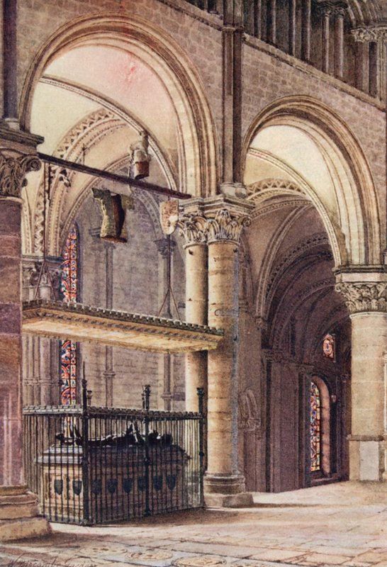 Grobowiec Edwarda Czarnego Księcia w Kaplicy Trójcy Świętej w katedrze w Canterbury (kolorowa litografia) autorstwa William Biscombe Gardner