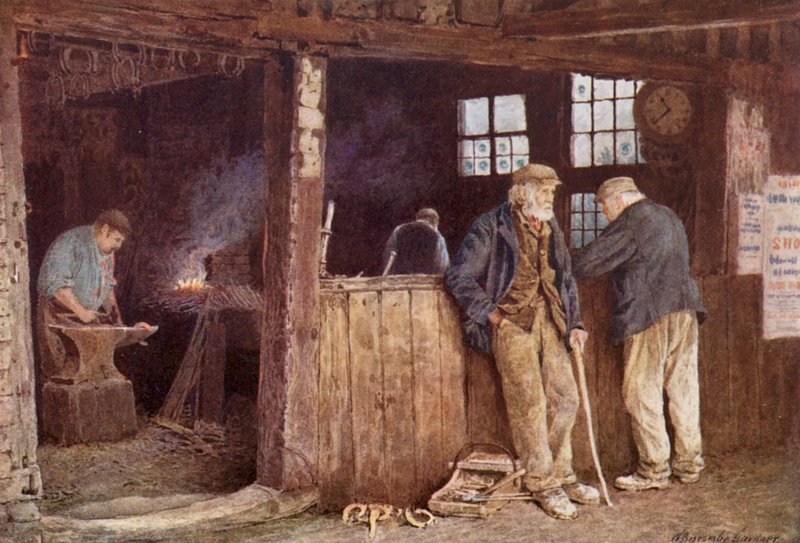 Geerings Forge, Rolvenden (litografia kolorowa) autorstwa William Biscombe Gardner