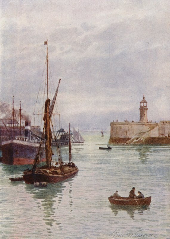 W porcie Ramsgate (kolorowa litografia) autorstwa William Biscombe Gardner