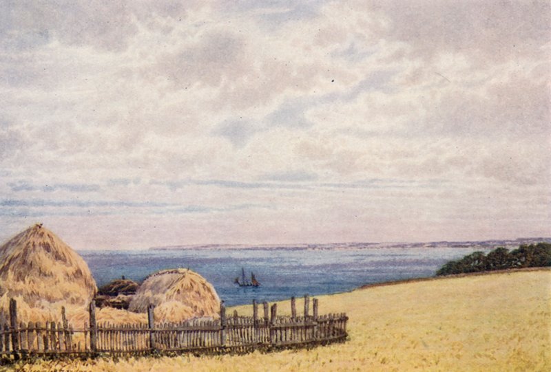 Widok na zatokę Pegwell od strony Ramsgate (kolorowa litografia) autorstwa William Biscombe Gardner