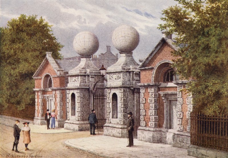 Wejście główne, Royal Naval College, Greenwich (kolorowa litografia) autorstwa William Biscombe Gardner