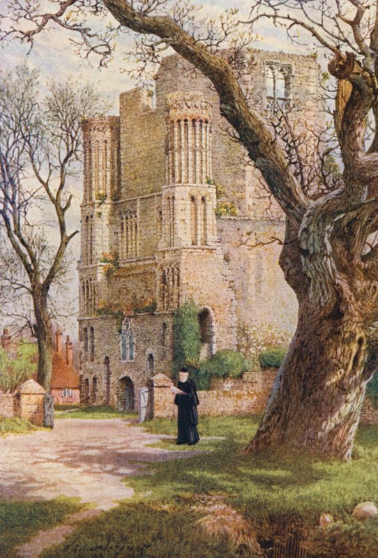 Opactwo Malling (kolorowa litografia) autorstwa William Biscombe Gardner