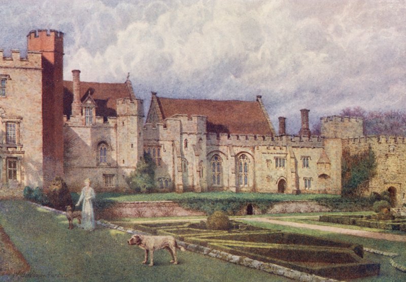 Penshurst Place od strony tarasu (kolorowa litografia) autorstwa William Biscombe Gardner