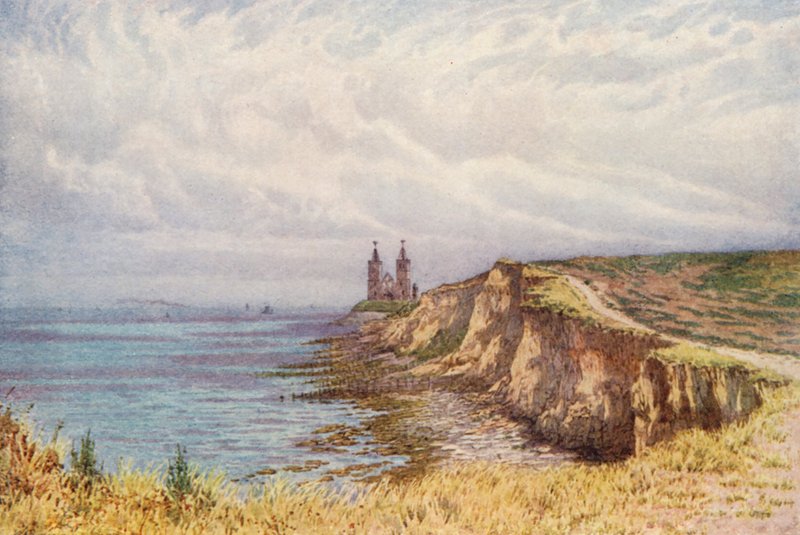 Reculver z zachodu (kolorowa litografia) autorstwa William Biscombe Gardner