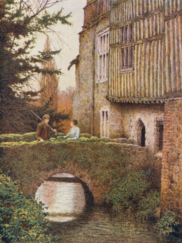 Wschodnia strona Ightham Mote (kolorowa litografia) autorstwa William Biscombe Gardner
