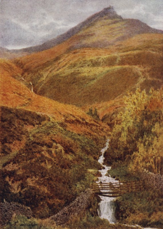 The Nab i Golden Clough z Grindslow Dell, Edale (kolor lito) autorstwa William Biscombe Gardner