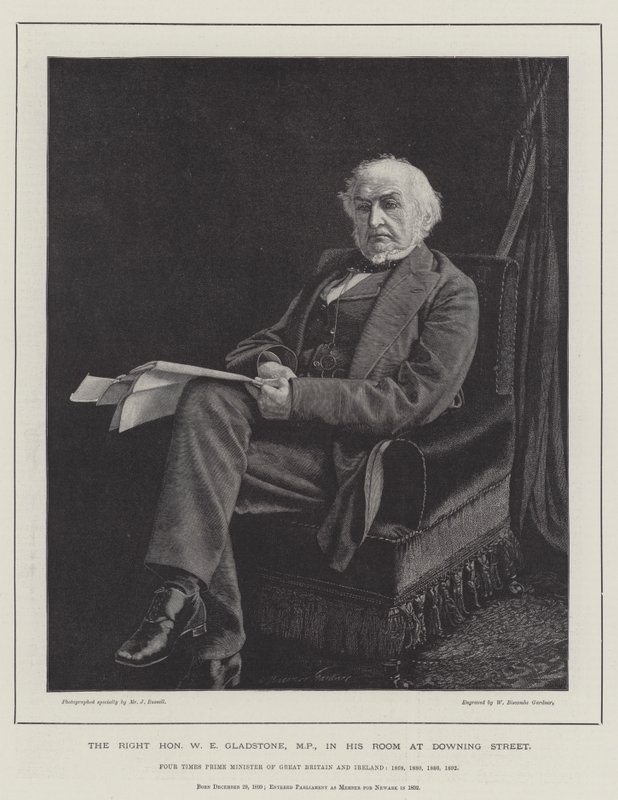 Szanowny W E Gladstone, MP, w swoim pokoju na Downing Street autorstwa William Biscombe Gardner