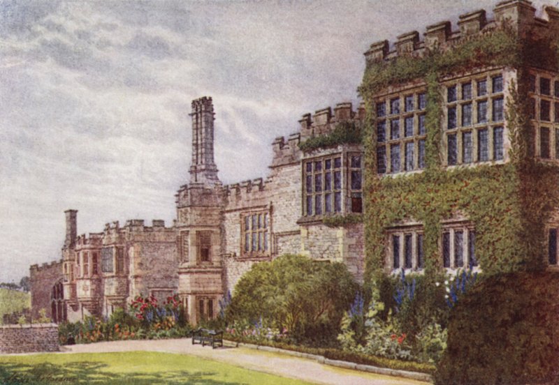 Południowa strona Haddon Hall (kolor lito) autorstwa William Biscombe Gardner