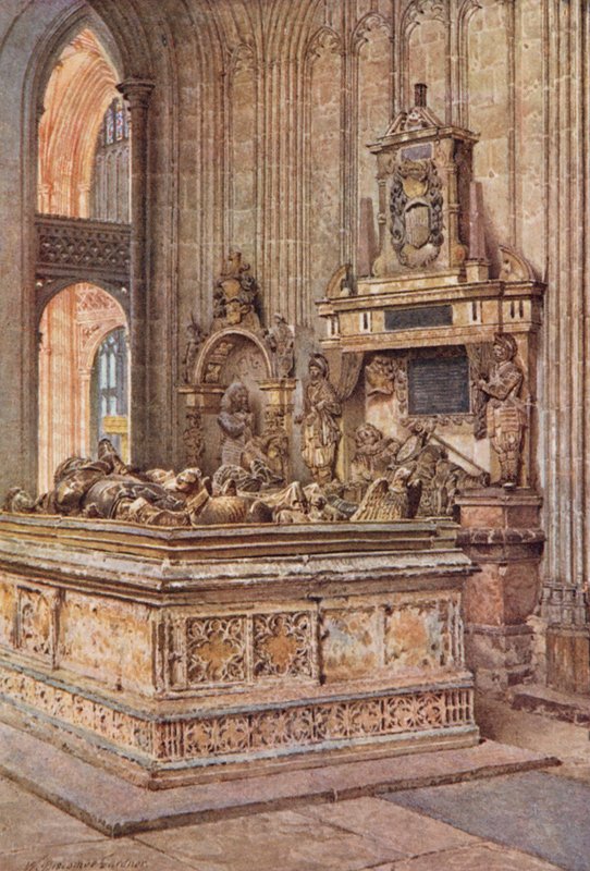 Kaplica Wojownika, katedra w Canterbury, widok na zachód (kolorowa litografia) autorstwa William Biscombe Gardner