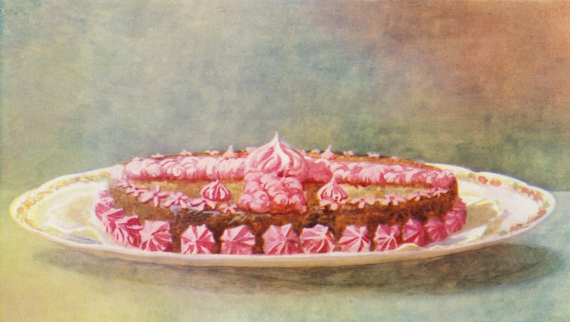 Ciasto kawowe z kremem malinowym (kolorowa litografia) autorstwa William Bradshaw Handforth