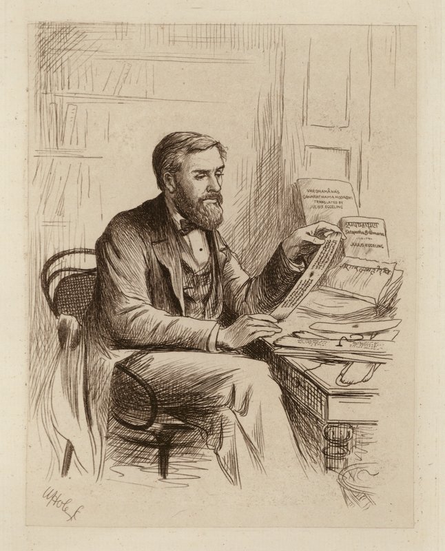 Julius Eggeling, profesor sanskrytu i filologii porównawczej (rycina) autorstwa William Brassey (after) Hole