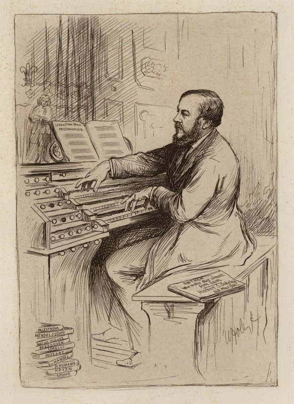 Sir Herbert Oakeley, profesor muzyki (rycina) autorstwa William Brassey (after) Hole