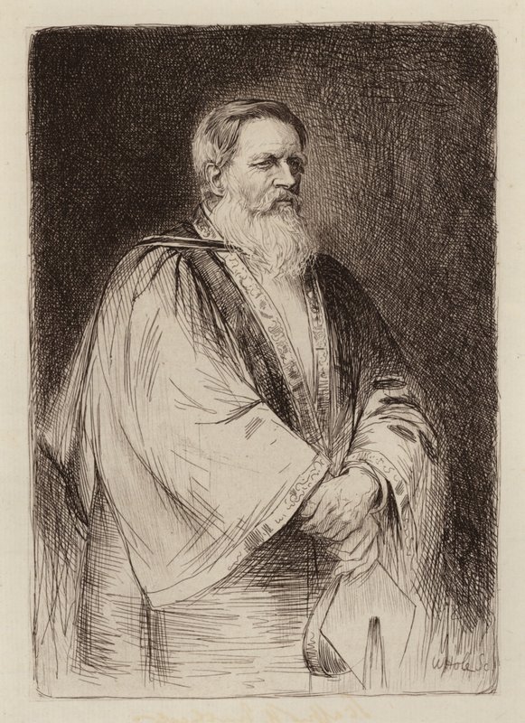 Sir Stafford Henry Northcote, Lord Rektor (rycina) autorstwa William Brassey (after) Hole