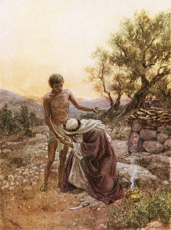 Abraham i Izaak na górze Moria autorstwa William Brassey Hole