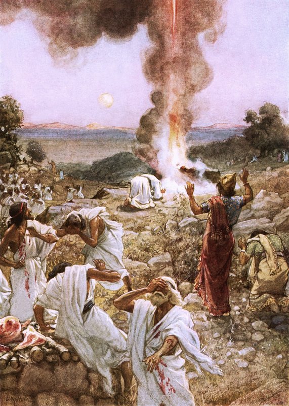Ofiara Eliasza na górze Karmel autorstwa William Brassey Hole
