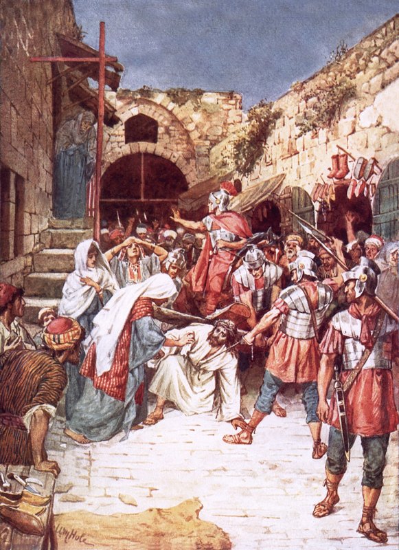 Jezus tonący pod ciężarem swego krzyża autorstwa William Brassey Hole