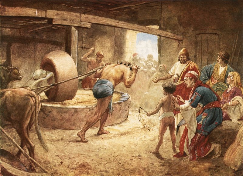 Samson kruszy się w więzieniu w Gaza autorstwa William Brassey Hole
