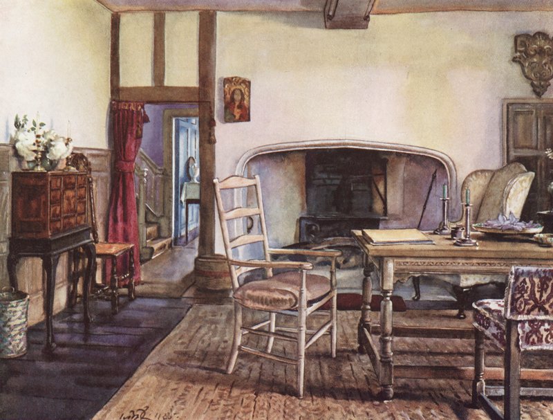 Dekoracja wnętrz: Biały hol (kolorowa litografia) autorstwa William Bruce Ellis Ranken