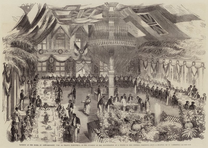Bankiet w Hotel du Gouvernement, Fort de France, Martynika, z okazji odsłonięcia posągu cesarzowej Józefiny autorstwa William Carpenter