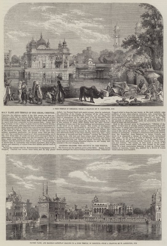 Święty zbiornik i świątynia Sikhów autorstwa William Carpenter