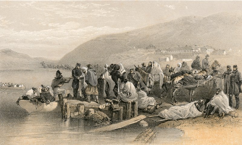 Zaokrętowanie chorych w Balaklava autorstwa William Crimea Simpson
