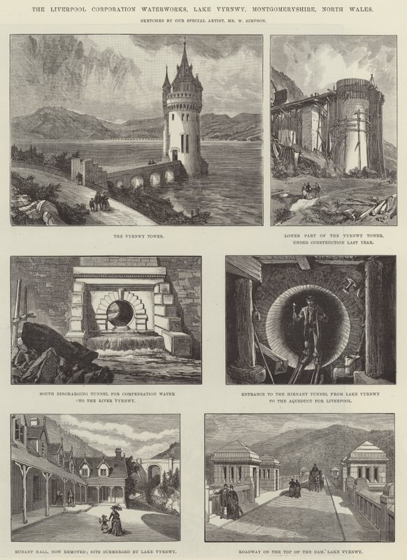 The Liverpool Corporation Waterworks, Lake Vyrnwy, Montgomeryshire, North Wales autorstwa William Crimea Simpson