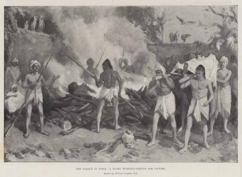 Plaga w Indiach, hinduska ziemia dla ofiar autorstwa William Crimea Simpson