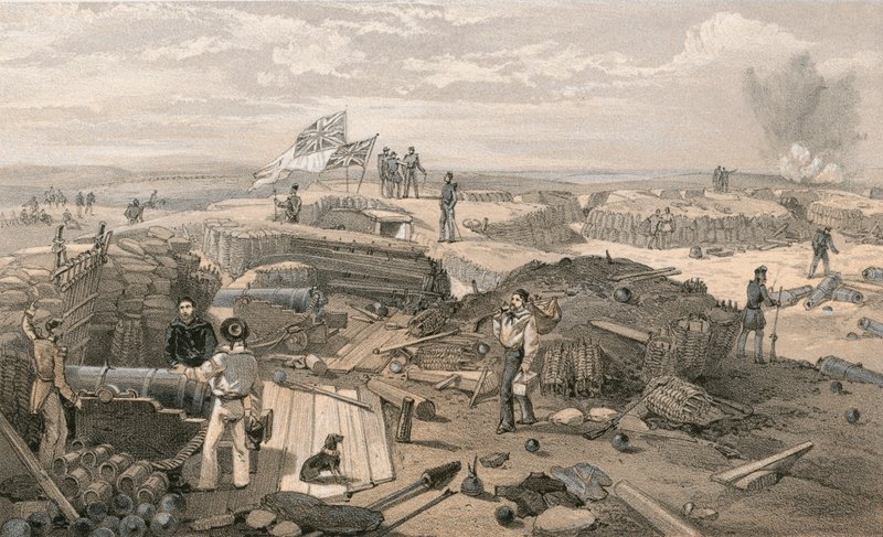 Wnętrze Redanu, wzięte z jego lewej ściany, patrząc w stronę kąta Wystającego, patrząc na południe autorstwa William Crimea Simpson