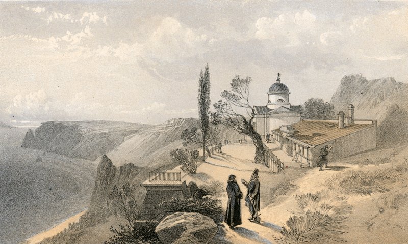Klasztor św. Jerzego i przylądka Fiolente, patrząc na zachód autorstwa William Crimea Simpson