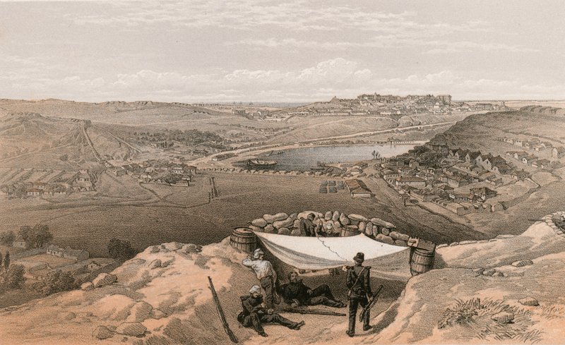 Baterie miejskie lub wewnętrzne fortyfikacje Sewastopola, 23 czerwca 1855 r. autorstwa William Crimea Simpson