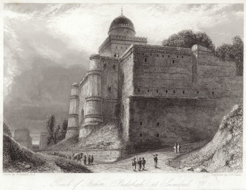 Grób Babera w Sumbul Babur autorstwa William Daniell
