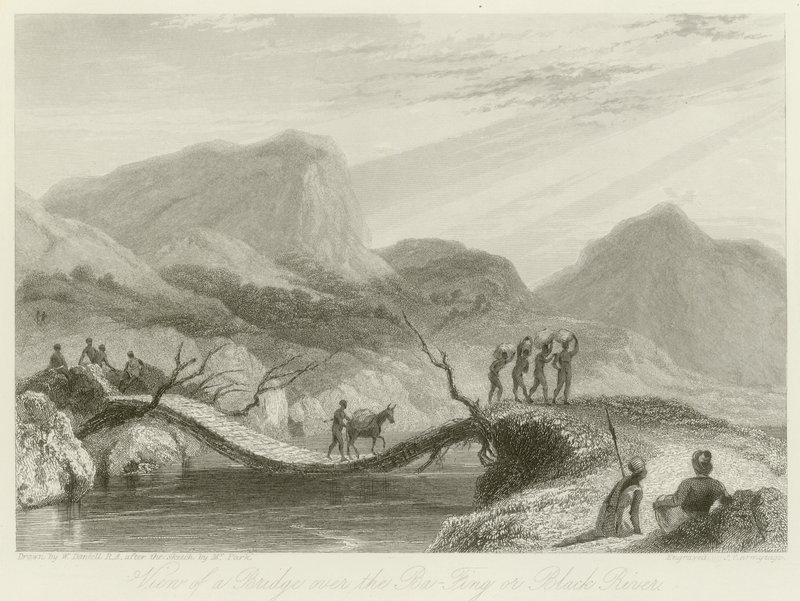 Widok na most nad Ba-Fing autorstwa William Daniell