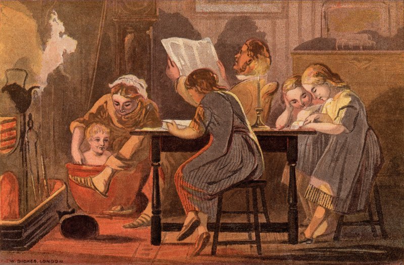 Sobotnia noc: rodzinne czytanie i wieczorna rozrywka (chromolitho) autorstwa William Dickes