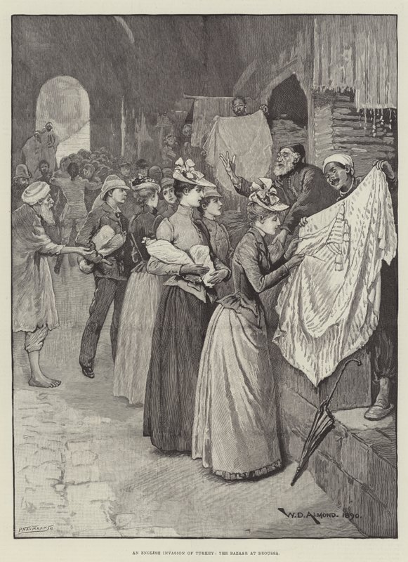 Angielska inwazja na Turcję, bazar w Broussie autorstwa William Douglas Almond