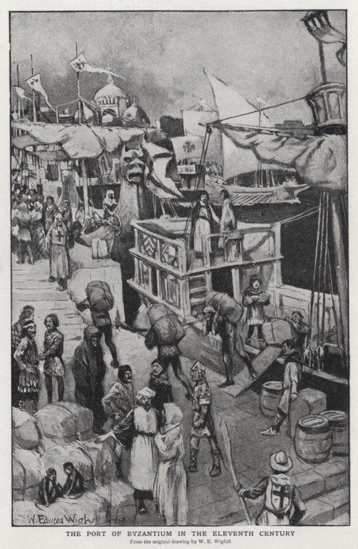 Port Bizancjum w XI wieku (lito) autorstwa William Edward (after) Wigfull