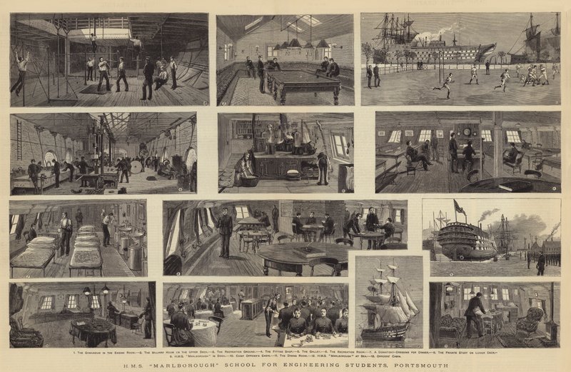HMS Marlborough School for Engineering Students, Portsmouth autorstwa William Edward Atkins