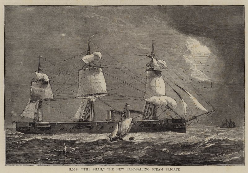 HMS The Shah, nowa szybko pływająca fregata parowa autorstwa William Edward Atkins