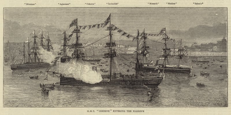 HMY Osborne wchodzący do portu autorstwa William Edward Atkins